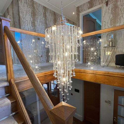 Inina tall crystal chandelier for staircase