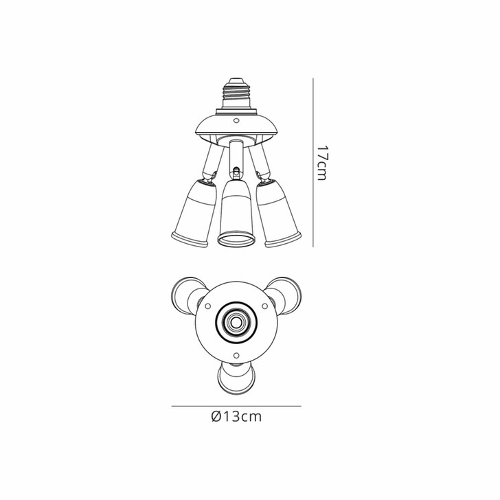 1 to 3 E27 Converter White Adjustable Lampholders