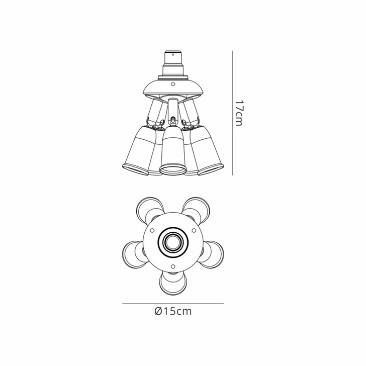 1 to 5 B22 to E27 Converter White Adjustable Lampholders