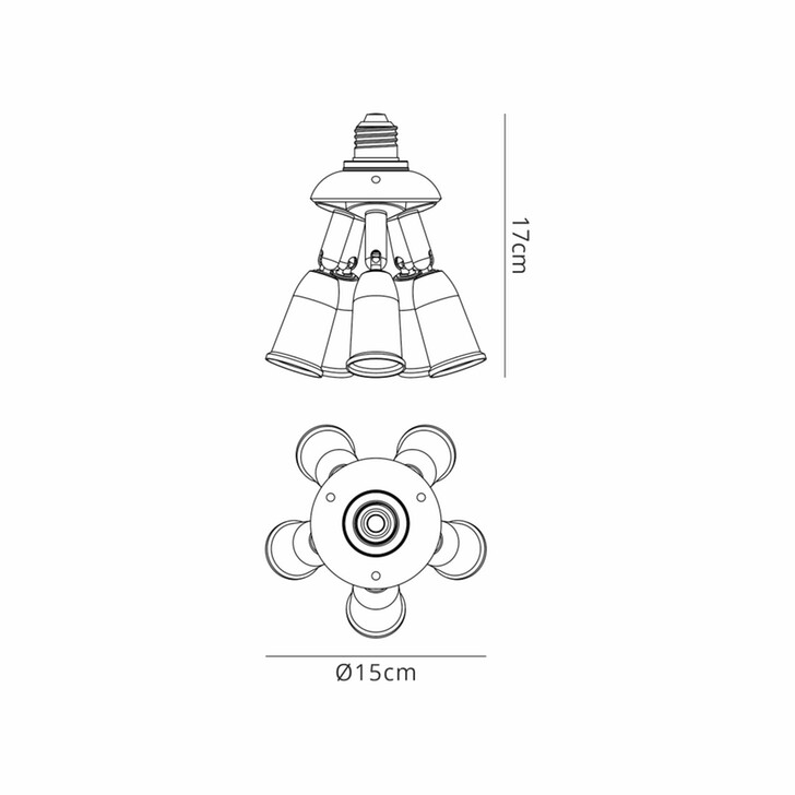 1 to 5 E27 Converter White Adjustable Lampholders