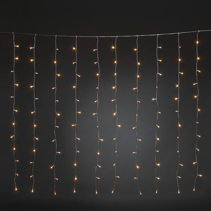 140x120cm Indoor Christmas Fairy Light Curtain Set With Amber LEDs