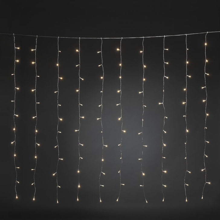 140x120cm Indoor Christmas Fairy Light Curtain Set With Warm White LEDs