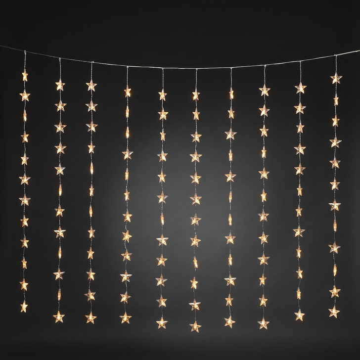 140x120cm Indoor Christmas Star Light Curtain Set With Amber LEDs