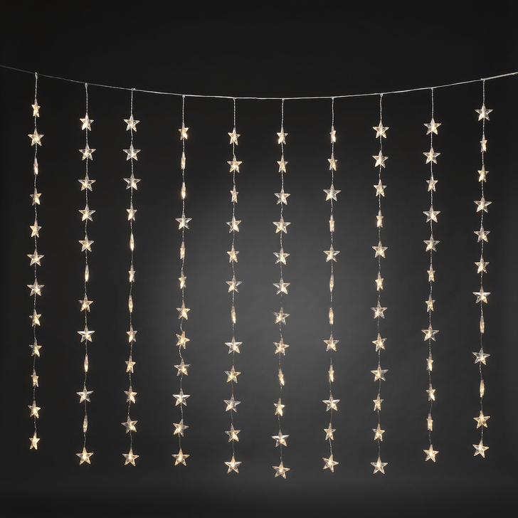 140x120cm Indoor Christmas Star Light Curtain Set With Warm White LEDs