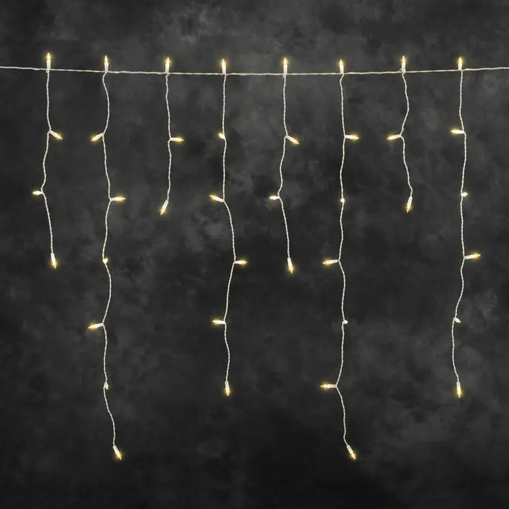 200 Led Icicle Light Set Amber, White Cable IP20