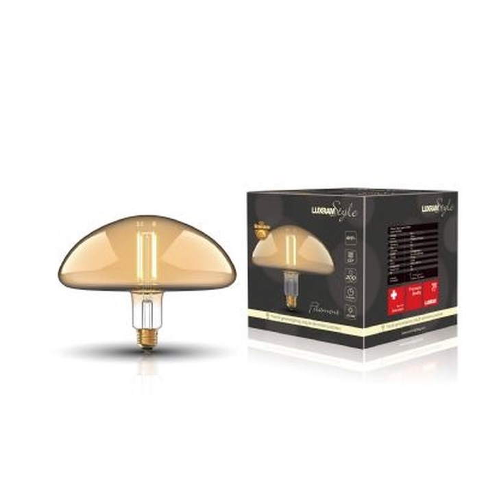 4W LED Classic Style Amber Finish Dimmable Mushroom Lamp - E27, 2100K