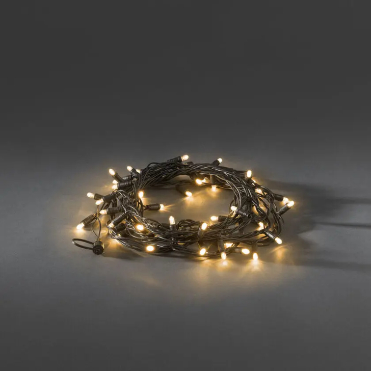 50 Amber Led String Light Set, Black Soft Cable