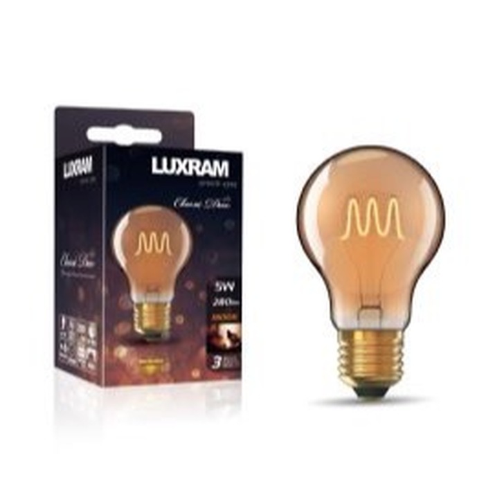 5W LED Classic Deco Gold Finish GLS Lamp With Decorative Filament - E27, 1800K