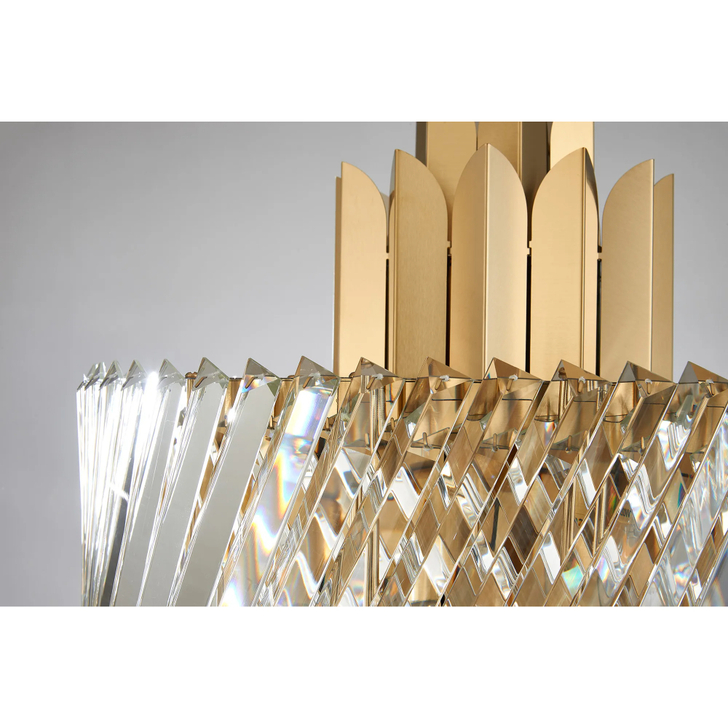 Alol 43cm Round Brass/Clear 6 Light Crystal Pendant Light