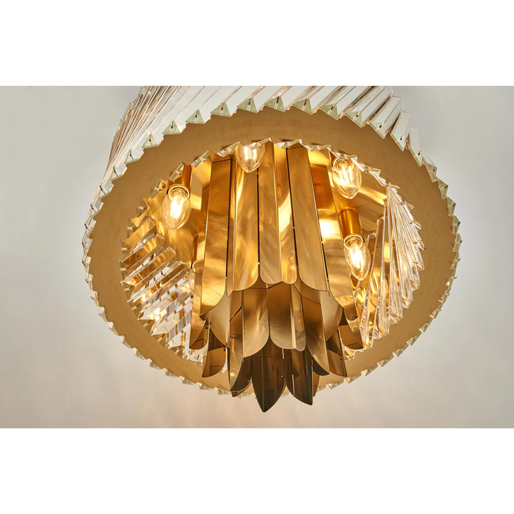 Alol 43cm Round Brass/Clear 6 Light Crystal Pendant Light
