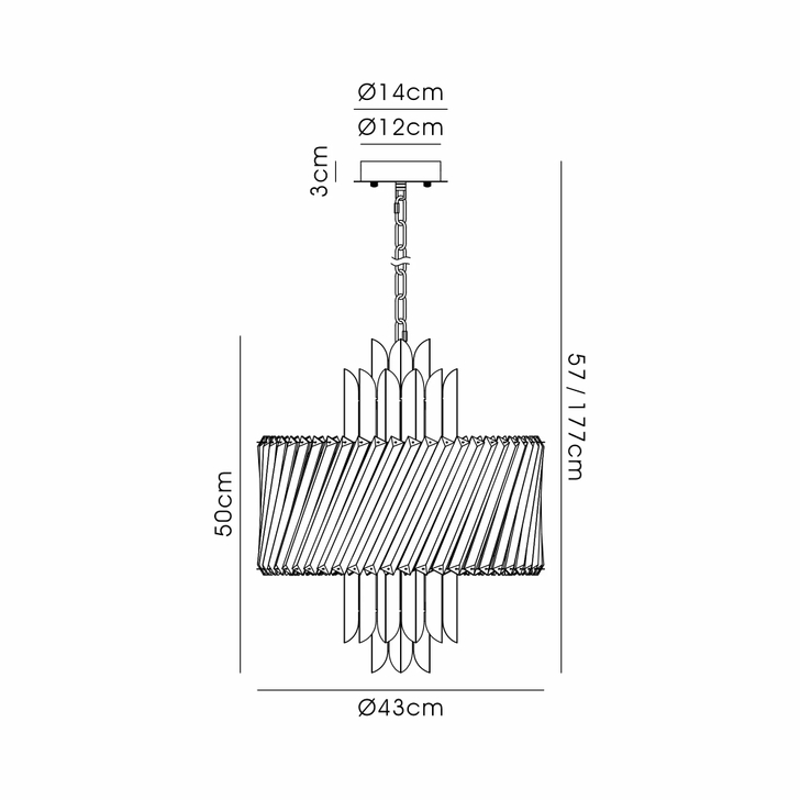 Alol 43cm Round Satin Nickel/Clear 6 Light Crystal Pendant Light