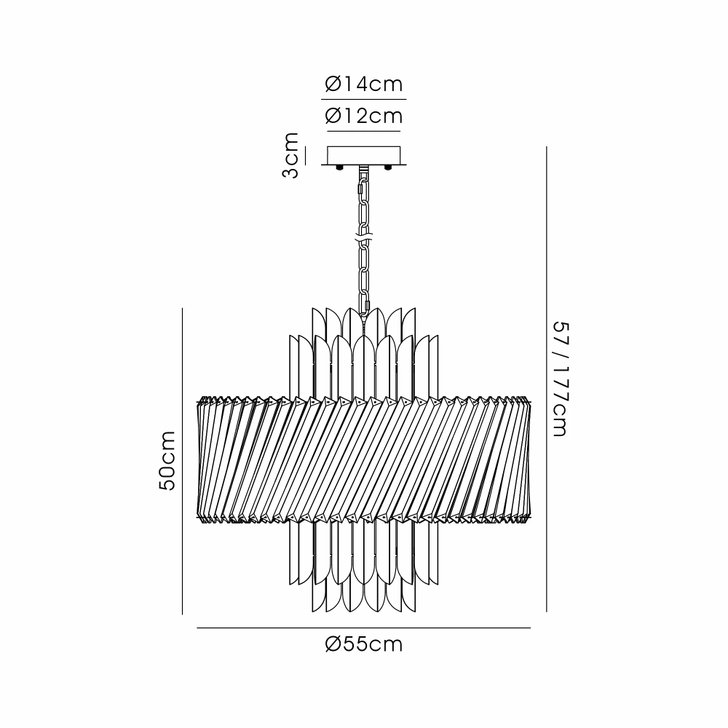 Alol 55cm Round Satin Nickel/Clear 9 Light Crystal Pendant Light