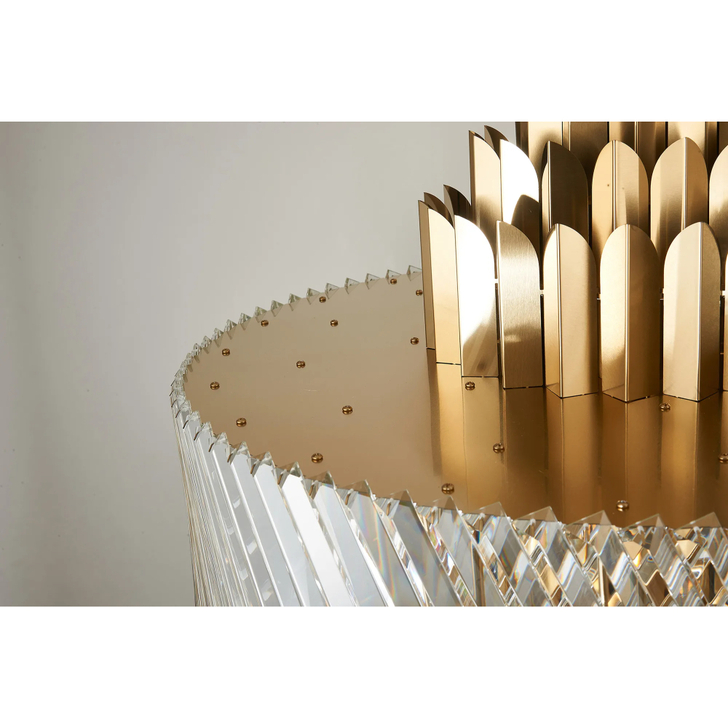 Alol 70cm Round Brass/Clear 13 Light Large Crystal Pendant Light