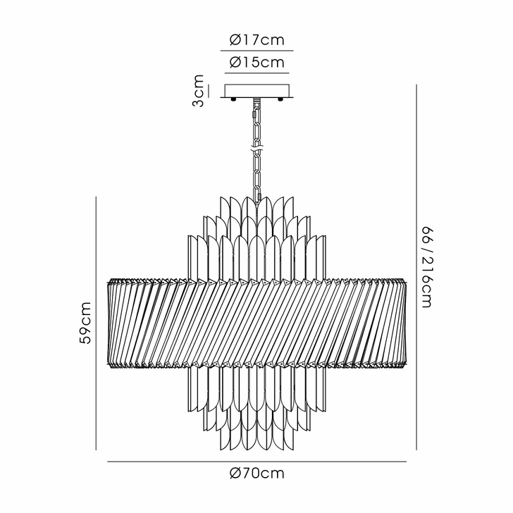 Alol 70cm Round Brass/Clear 13 Light Large Crystal Pendant Light