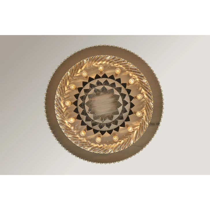 Alol 70cm Round Satin Nickel/Clear 13 Light Large Crystal Pendant Light