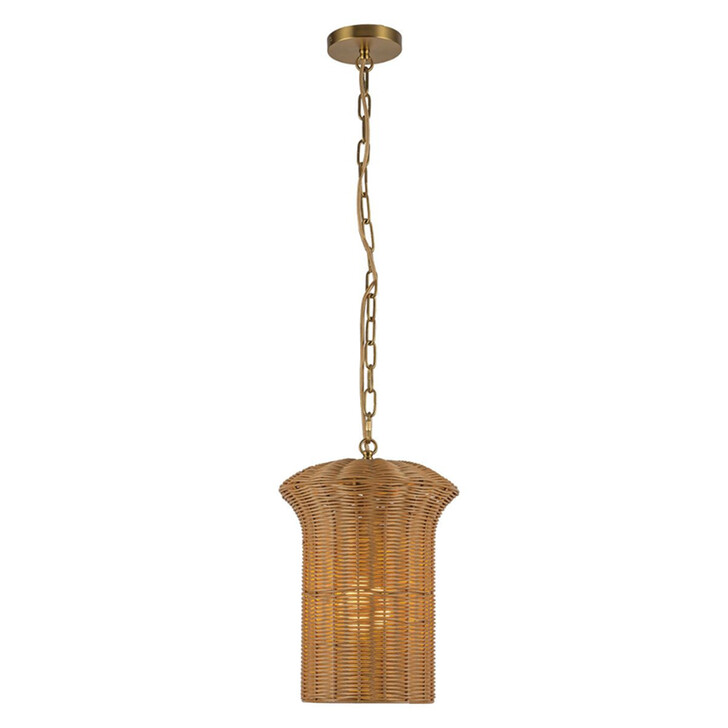 Alora Mood Kai Brushed Gold And Rattan Single Pendant Light