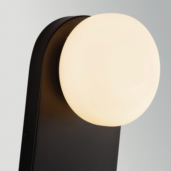 Alora Mood Otis Matt Black Wall Light Complete With Shiny Opal Glass