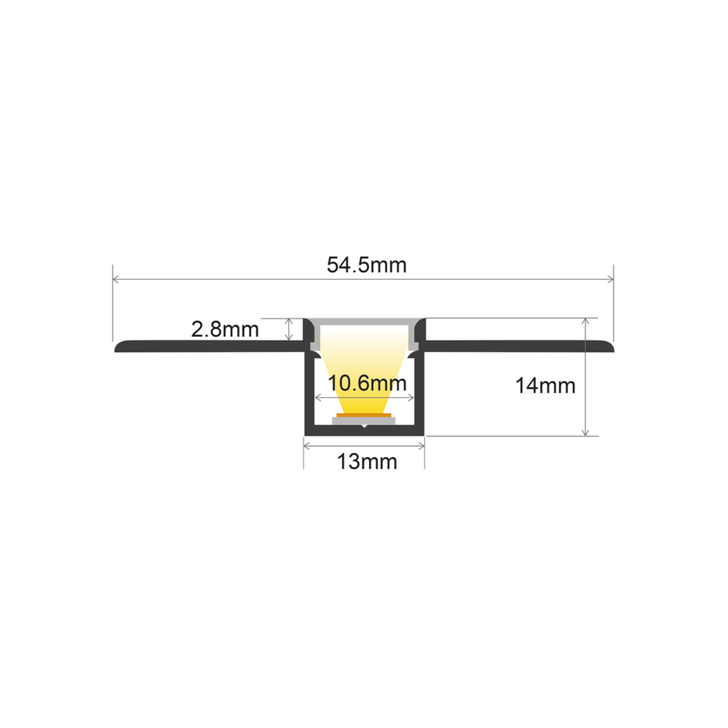Aluminium LED Strip Profile Narrow Plaster-In Recessed 1M With Frosted Diffuser For Max 10MM Width Strip