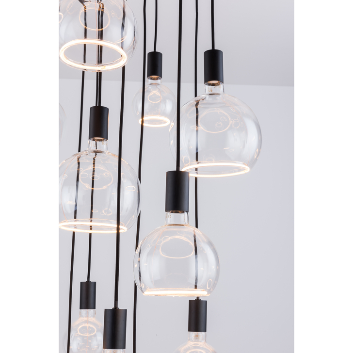 Angel Black 21 Light Large Cluster Pendant Complete With Assorted Clear Angel LED Globes