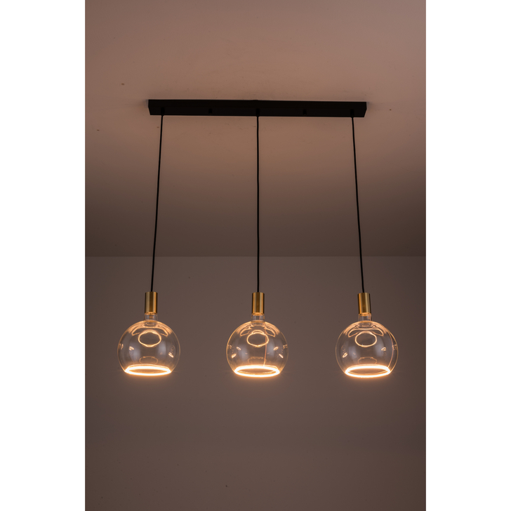 Angel Black 3 Light Island Bar Pendant Complete With Clear Angel LED Globes