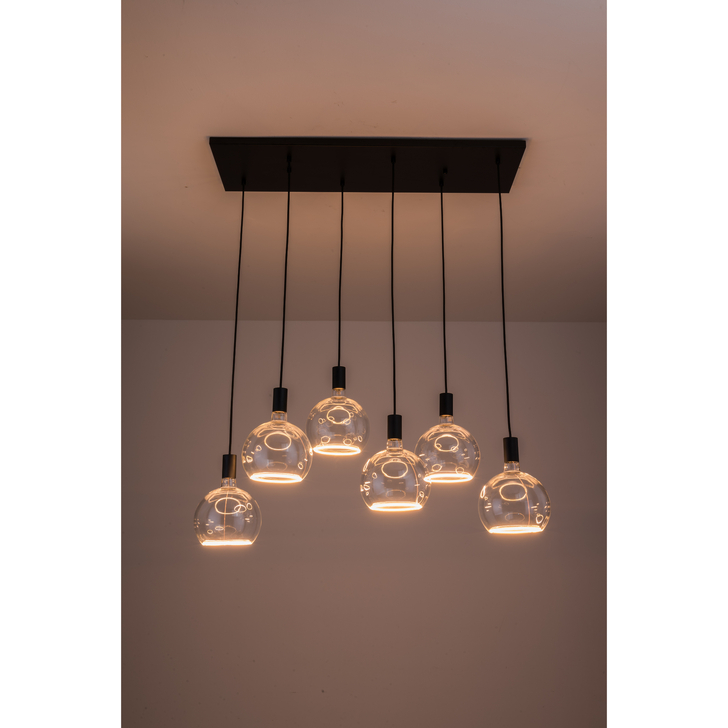 Angel Black 6 Light Island Bar Pendant Complete With Clear Angel LED Globes