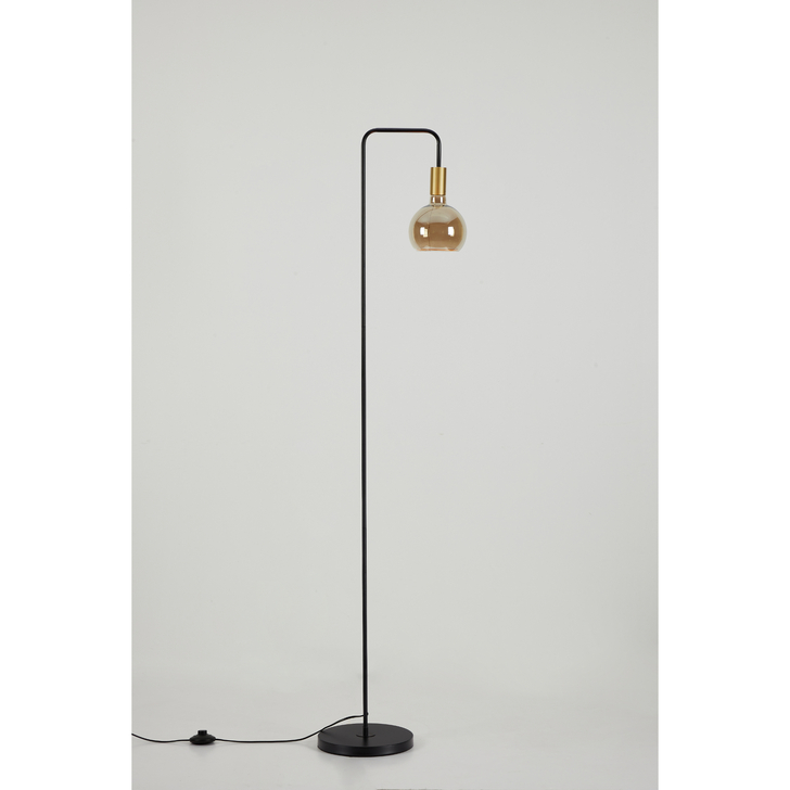 Angel Black And Gold Floor Lamp Complete With Smoked Angel LED Globe