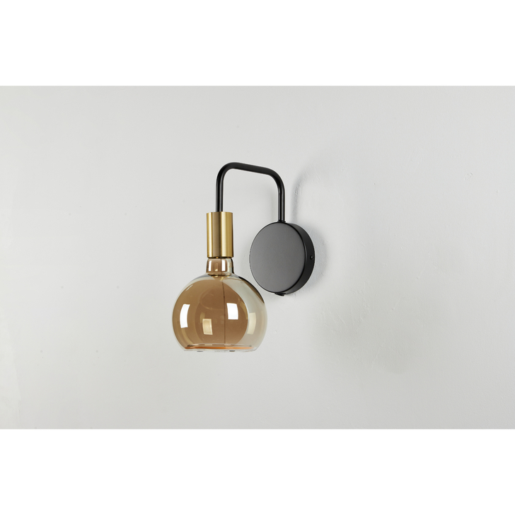 Angel Black And Gold Single Wall Light Complete With Smoked Angel LED Globe