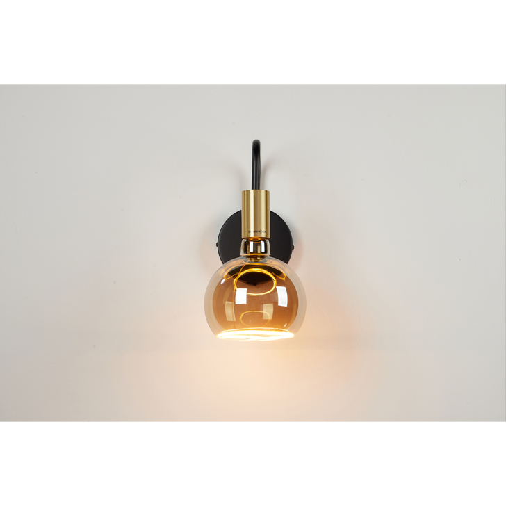 Angel Black And Gold Single Wall Light Complete With Smoked Angel LED Globe