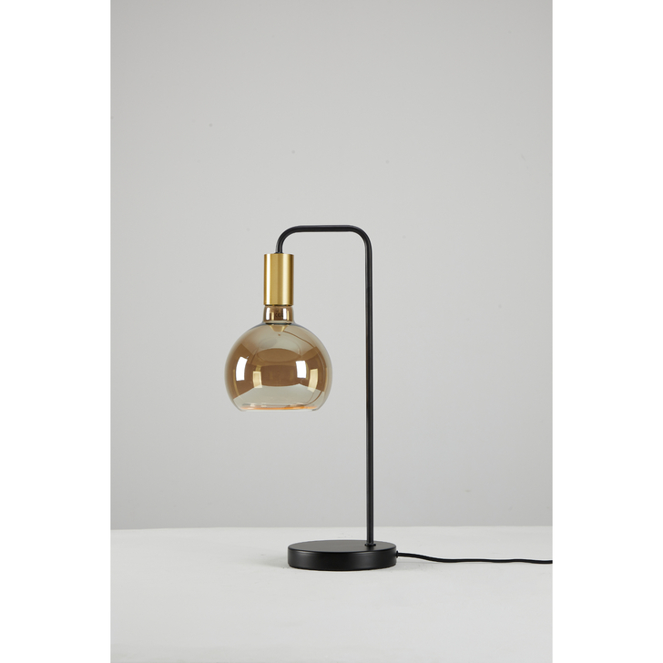 Angel Black And Gold Table Lamp Complete With Smoked Angel LED Globe