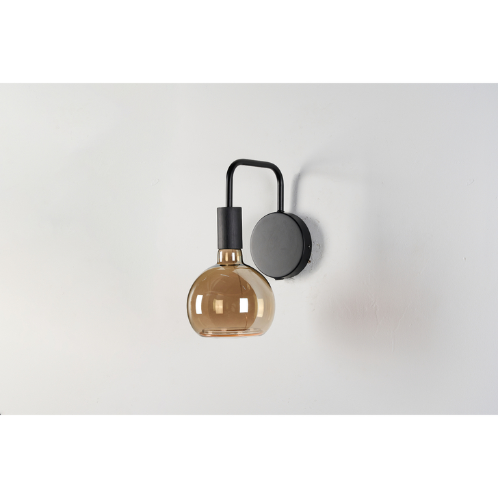 Angel Black Single Wall Light Complete With Smoked Angel LED Globe