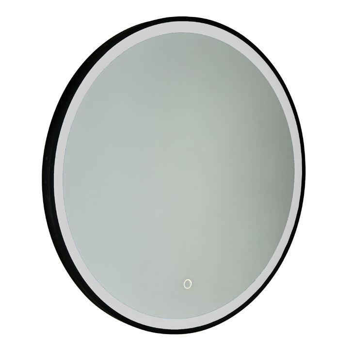 Aniani CCT Round Black Bathroom Mirror Light With Touch Button, Demister & Hanging Strap