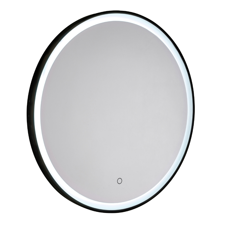Aniani CCT Round Black Bathroom Mirror Light With Touch Button, Demister & Hanging Strap