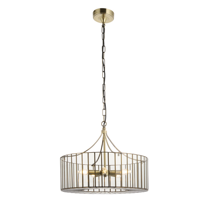 Antalya Antique Brass And Clear Glass 5 Light Pendant Light