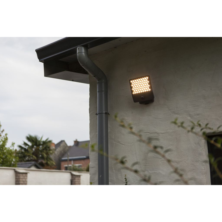 Atlantis Large Outdoor LED Security Flood Light With PIR Motion Sensor Dark Grey - 3000K