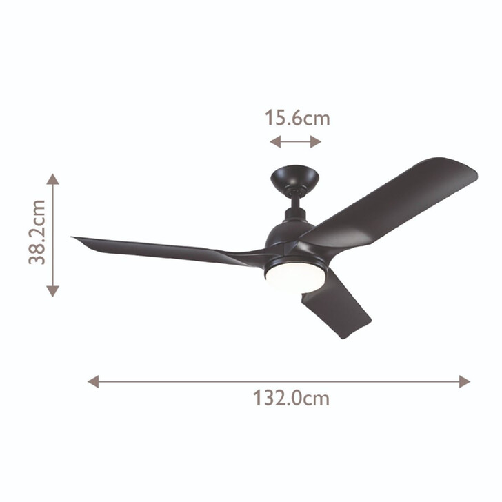 Aviateur Matt Black Large Matt Black Led Ceiling Fan Light Complete With Remote - CCT