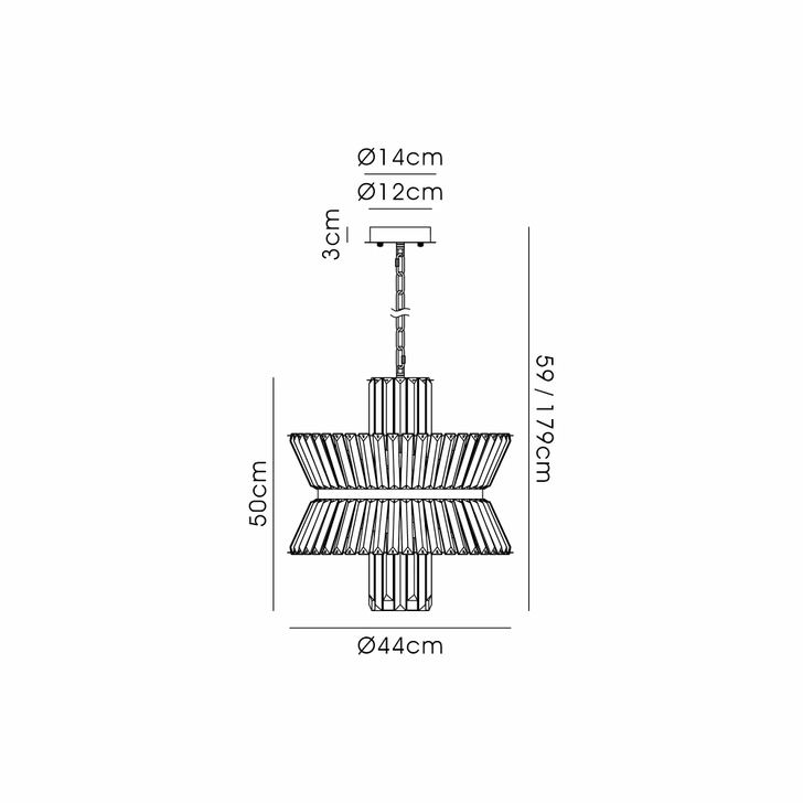 Avie 44cm Round Brass/Clear 8 Light Crystal Pendant Light