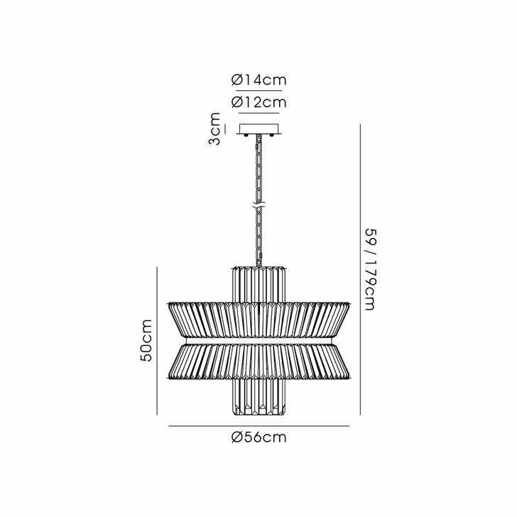 Avie 57cm Polished Nickel/Clear 12 Light Crystal Pendant Light