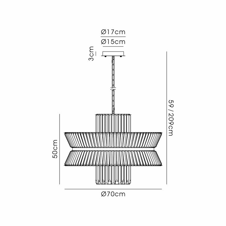 Avie 70cm Round Brass/Clear Large 18 Light Crystal Pendant Light