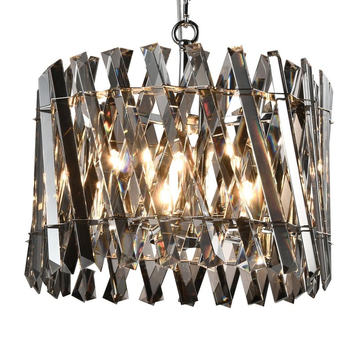 Axelle 6 Light Pendant/Semi-Flush Ceiling Light Polished Chrome & Smoked Crystal