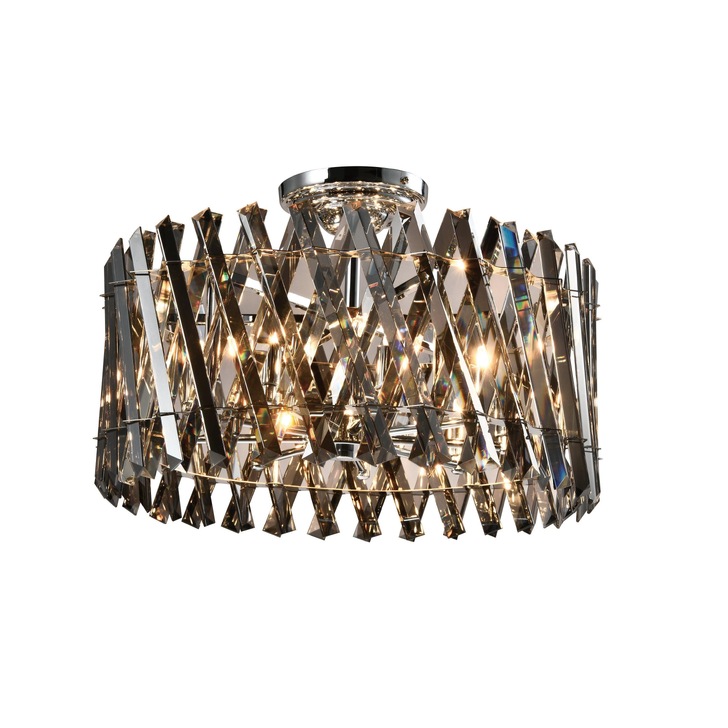 Axelle 8 Light Pendant/Semi-Flush Ceiling Light Polished Chrome & Smoked Crystal