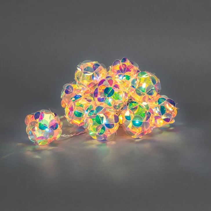 B/O Diamond globes, 10 Warm White Led, 6H timer/ON, Indoor