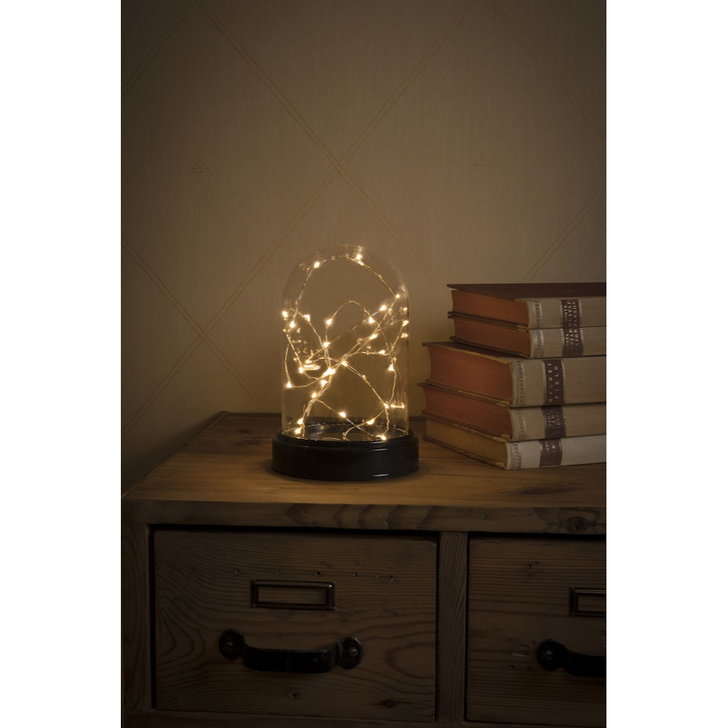 Battery Operated Small Glass Table Decoration With Micro Amber LEDs