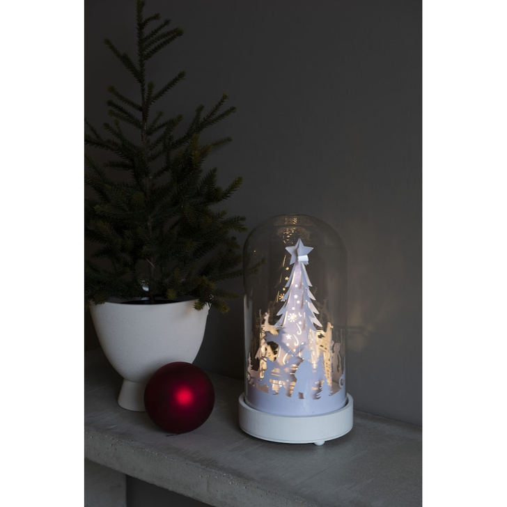 Battery Powered Glass Dome Paper Tree Christmas Decoration