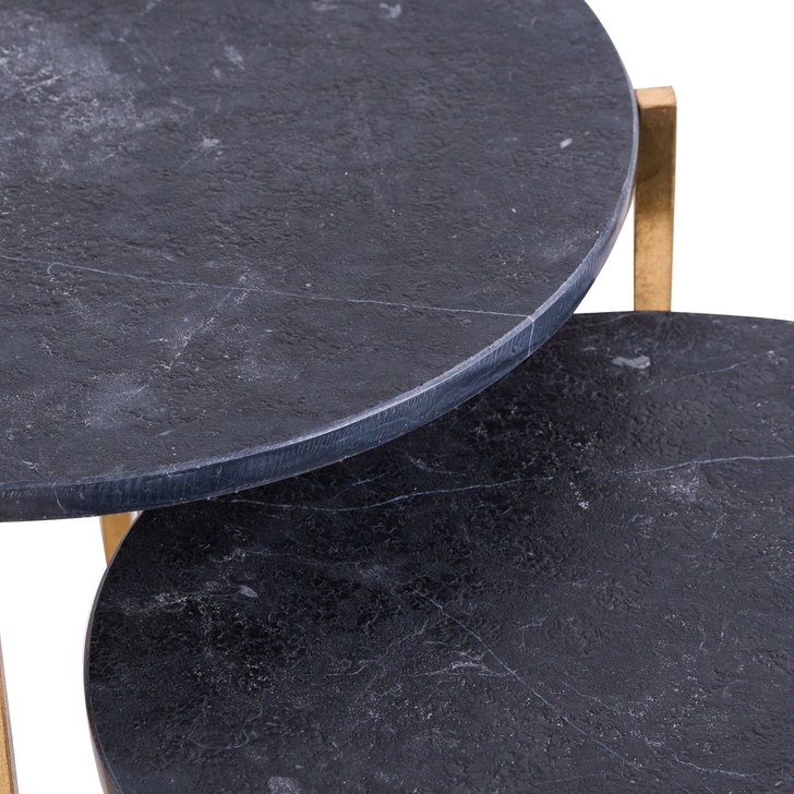 Black Marble Side Tables With Gold Legs 2 Pack