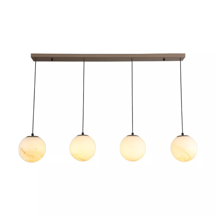 Carrara Latte And Marble 4 Light Linear Glass Pendant Light