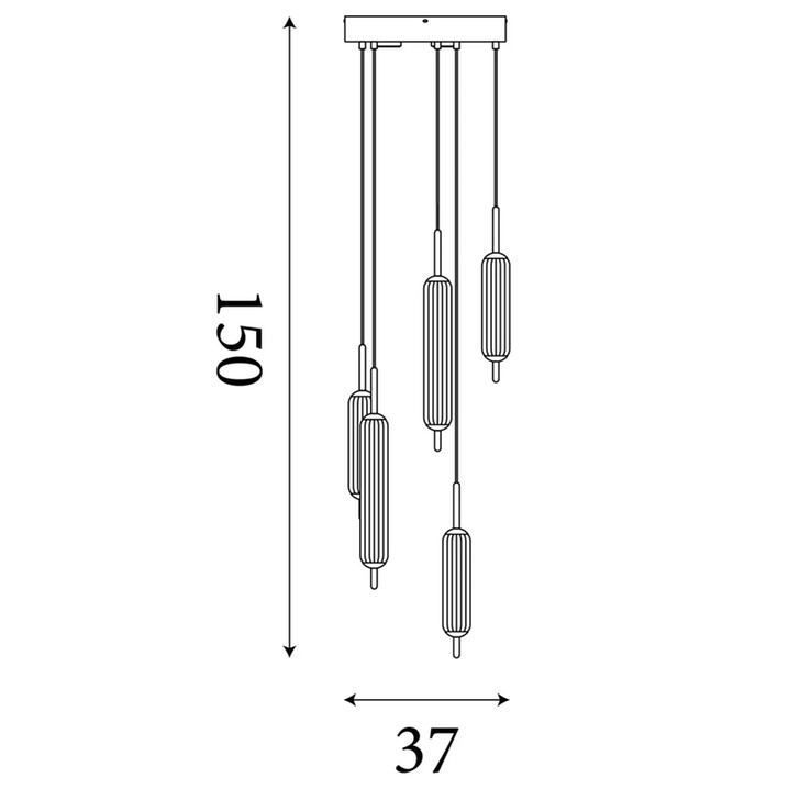 Cattail Latte Metal And Clear Bubble Glass 5 Light Cluster Led Pendant Light - 3000K - Dimmable