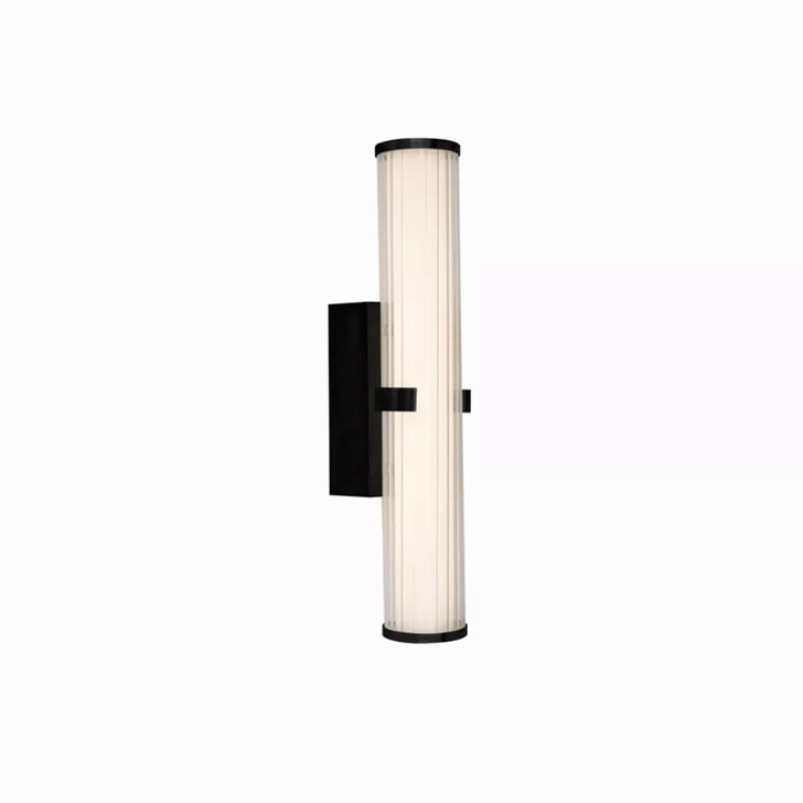 Clamp Medium Matt Black Bathroom Wall Light Complete With Clear Ribbed Outer And Inner Opal Glass - IP44 - 3000K