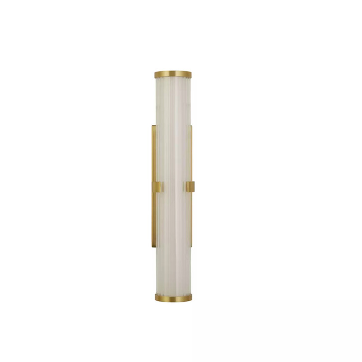 Clamp Small Gold Finish Bathroom Wall Light Complete With Clear Ribbed Outer And Inner Opal Glass - IP44 - 3000K