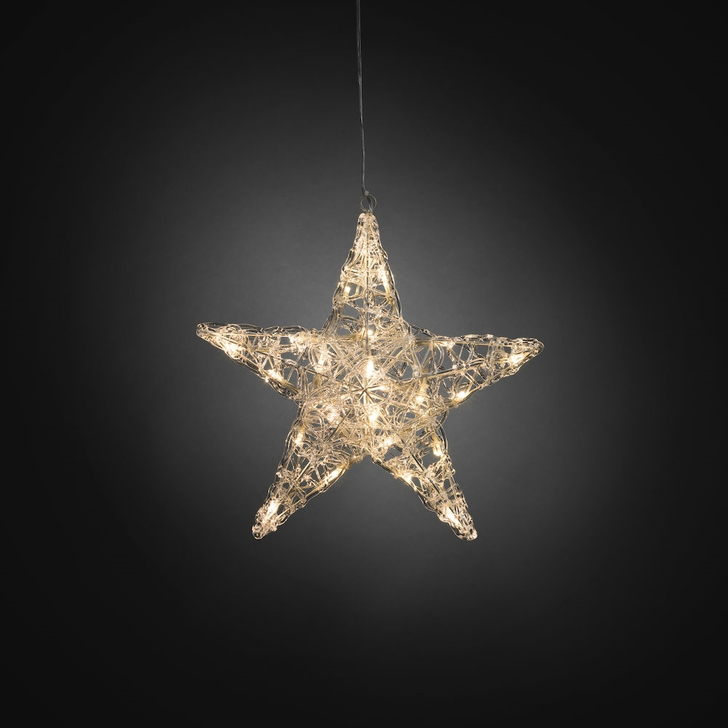 Clear Acrylic Hanging Star Christmas Decoration With Warm White LEDs