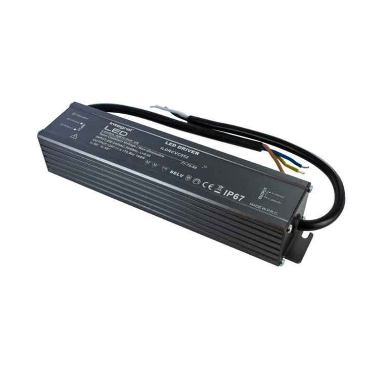 Constant Voltage LED Driver 100W 24VDC IP67 Non-Dim 200-240V Input